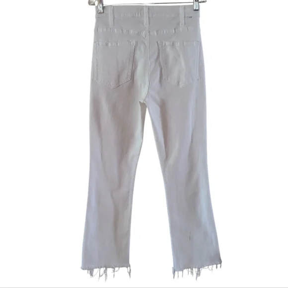 MOTHER The Hustler Ankle Fray Hem Jeans White Straight Flare - Picture 9 of 15